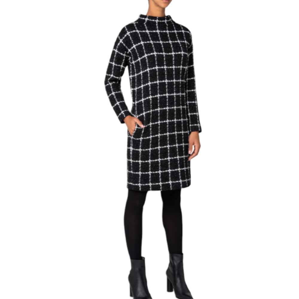 Akris Punto NEW Windowpane Long Sleeve Mock Turtleneck Sheath Sweater Dress